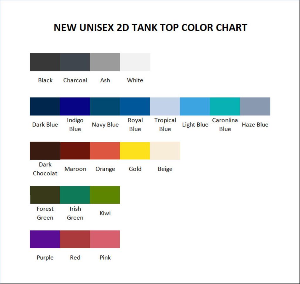 tank top color chart - Vinland Saga Store